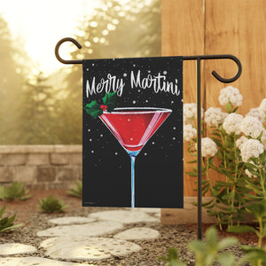 Merry Martini Christmas Flag - Weather Resistant Holiday Garden Flag
