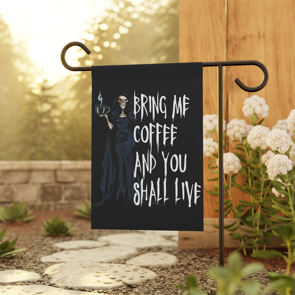 Grim Reaper Coffee Lovers Halloween Yard Flag