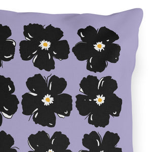 throw pillow with 'Purple & Black Floral' design