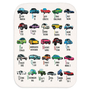 ABC Car Lovers A to Z Sherpa Baby Blanket