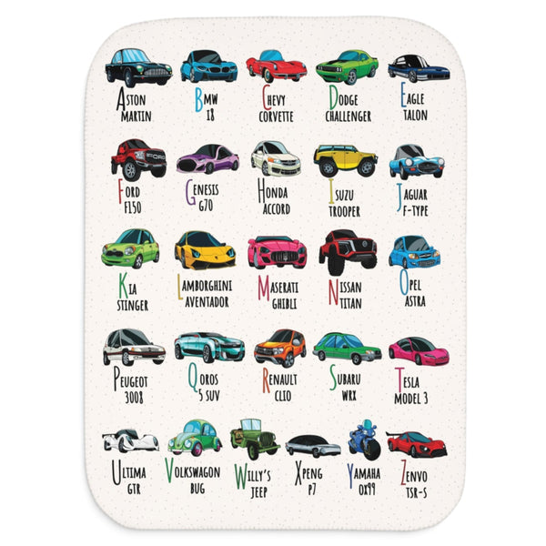 ABC Car Lovers A to Z Sherpa Baby Blanket