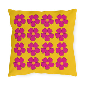 throw pillow with 'Yellow & Pink Floral Spring' design