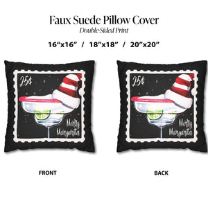 throw pillow with 'Merry Margarita Cover Holiday' design