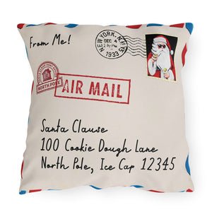 Reversible Holiday Pillow Santa Mail Outdoor Decor