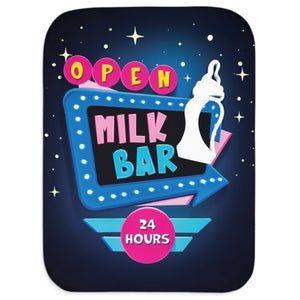 soft sherpa blanket with 'Milk Bar Retro' design