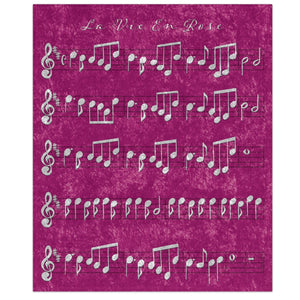 La Vie En Rose Sheet Music Shimmering Pink Throw Blanket