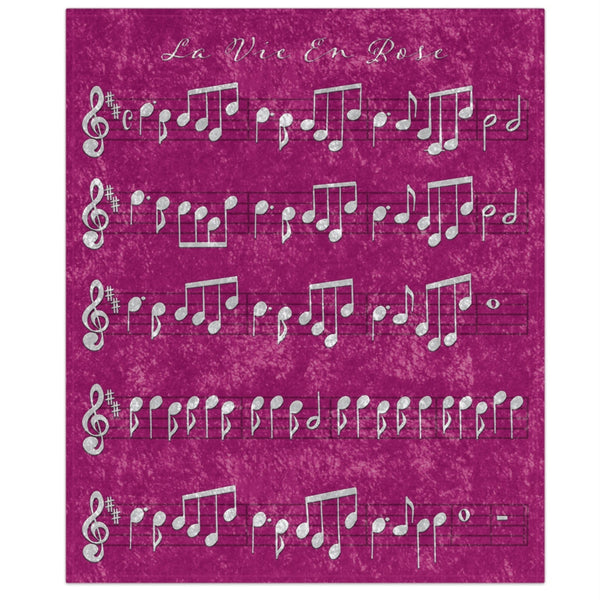 La Vie En Rose Sheet Music Shimmering Pink Throw Blanket