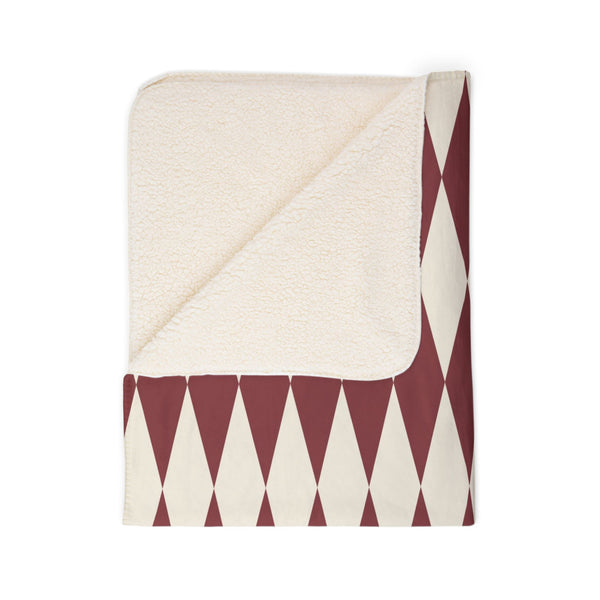 Red & Cream Home Gift Plush Sherpa Throw Blanket
