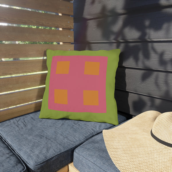 Pastel Green & Pink Indoor Outdoor Throw Pillow