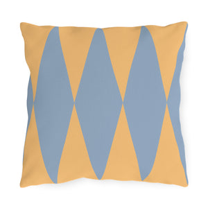 Yellow Blue Diamond Indoor Outdoor Throw Pillow