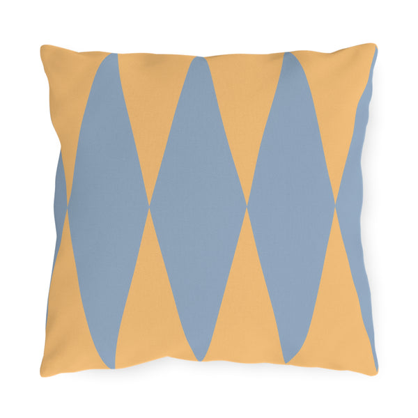 Yellow Blue Diamond Indoor Outdoor Throw Pillow