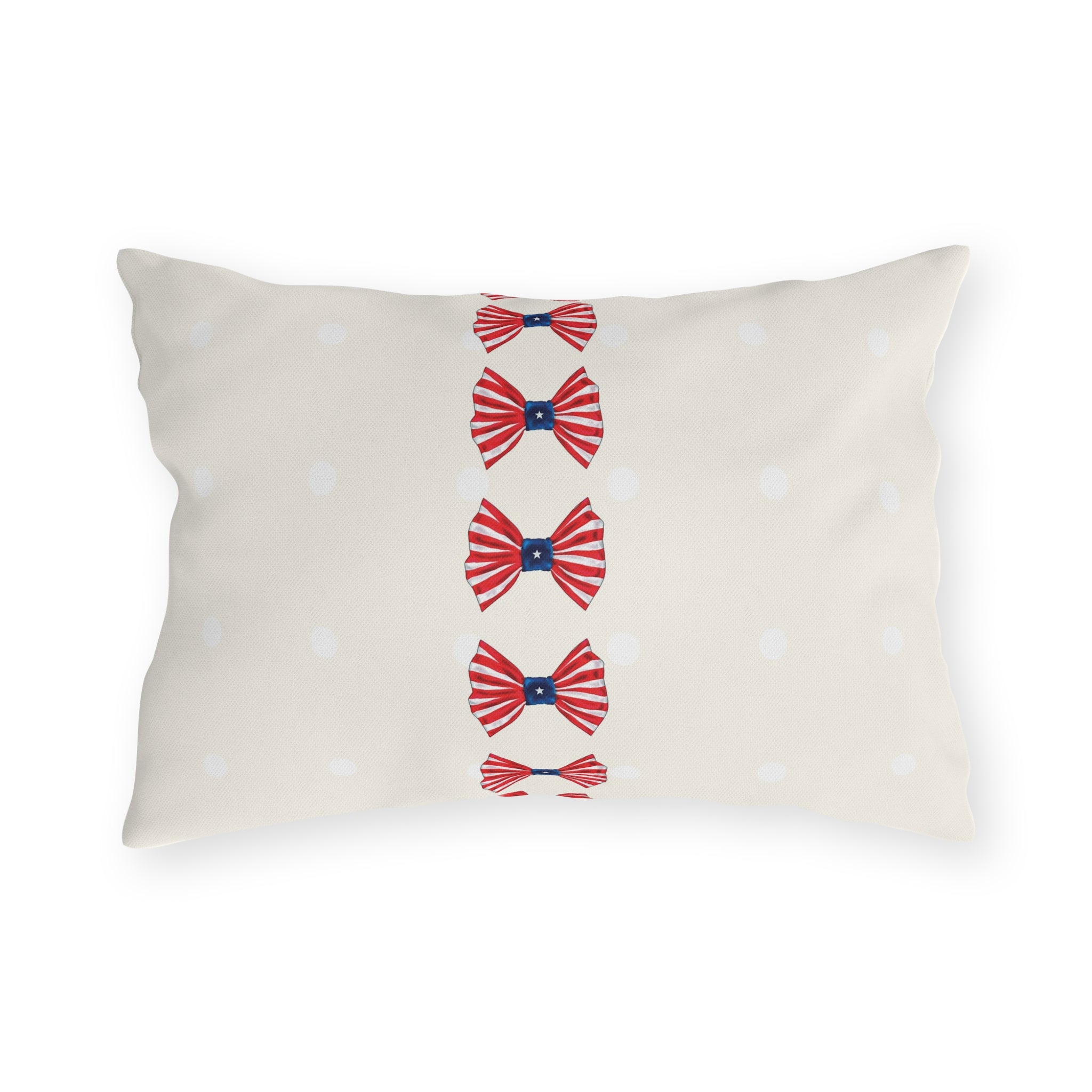 Patriotic Polka Dots and Bows Outdoor Indoor Throw Pillow