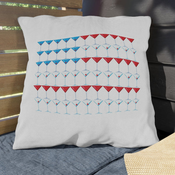 Martini American Flag Patriotic Outdoor Indoor Throw Pillow
