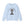Blue sweatshirt with a graphic of a cat tangled in Christmas lights and text the says 'I Regret Nothing'.