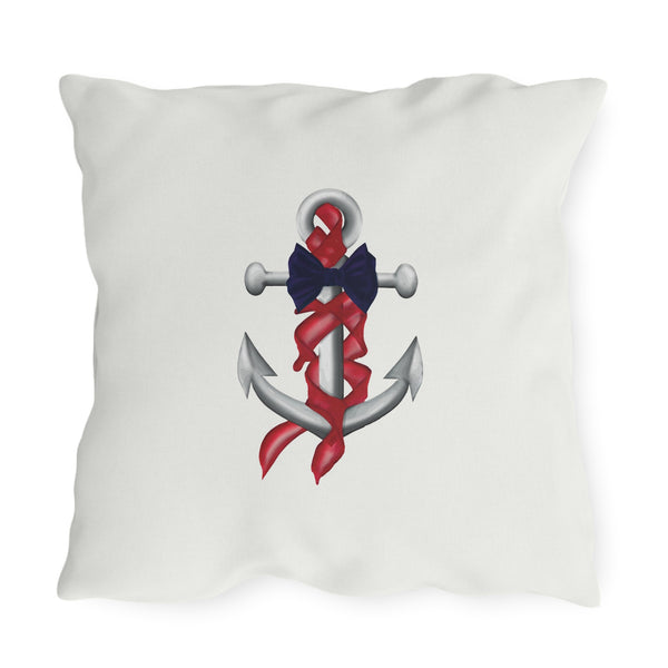Red White Blue Nautical Theme Outdoor Indoor Throw Pillow