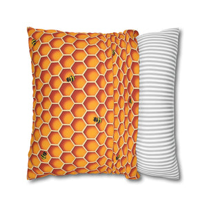 throw pillow with 'Honeycomb Bees Spring Accent Cover' design