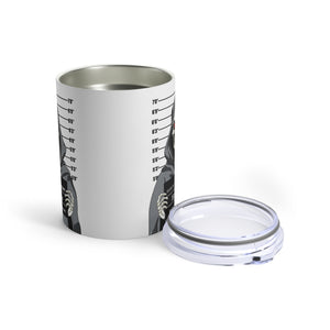 mug with 'Grim Reaper Shot Funny Insulated Travel 10oz' graphic on a white background