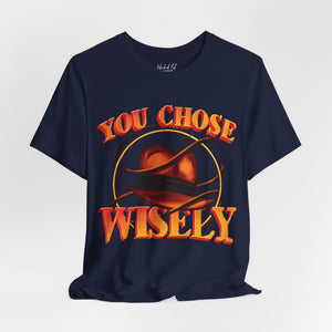 Dark gray t-shirt with '80s Movies Pop Culture Action Novelty' design on a white background