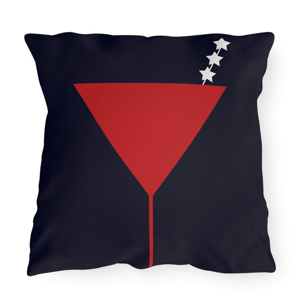 Red White Blue Martini July 4th Reversible Outdoor Indoor Pillow
