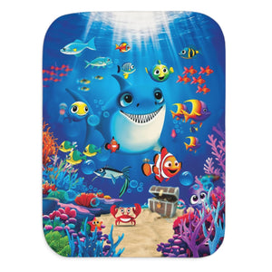 soft sherpa blanket with 'Under the Sea | Newborn & Toddler' design