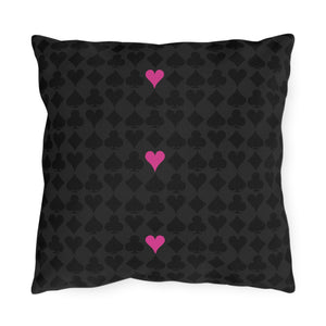 throw pillow with 'Card Deck Black & Pink' design