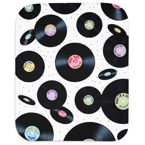 soft sherpa blanket with 'Vinyl Records Retro' design