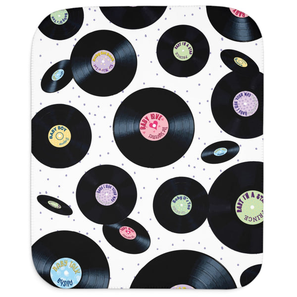 Baby Love Vinyl Records Retro Sherpa Baby Blanket