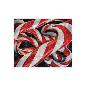 Soft sherpa blanket with 'Candy Cane Twists Holiday Throw' design