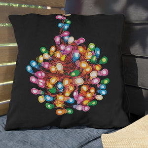 throw pillow with 'Tangled Lights Funny Christmas' design