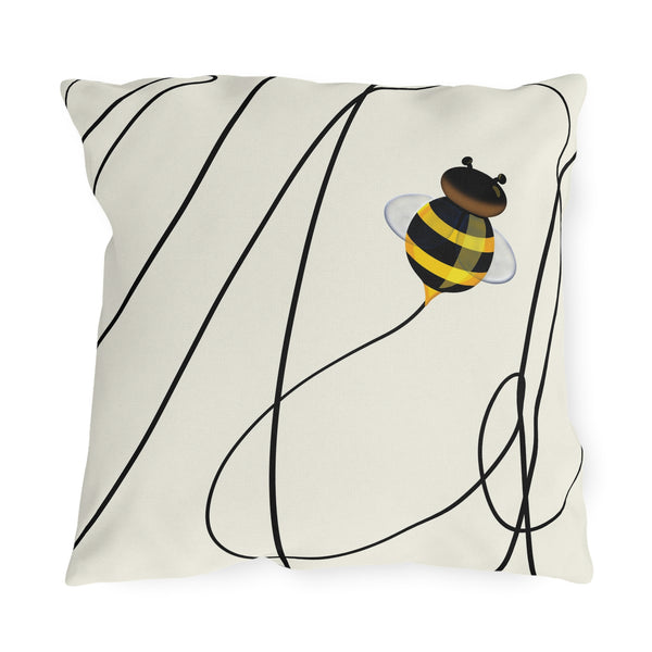 Buzzing Bee Spring Indoor Outdoor Throw Pillow