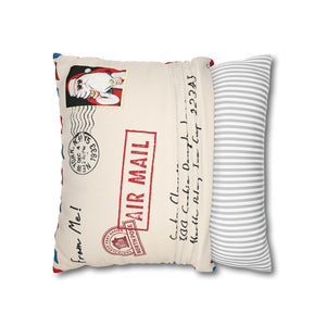 throw pillow with 'Cute Santa Mail Reversible Christmas Cover' design