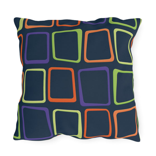 Mid-Century Modern Blue Indoor Outdoor Throw Pillow