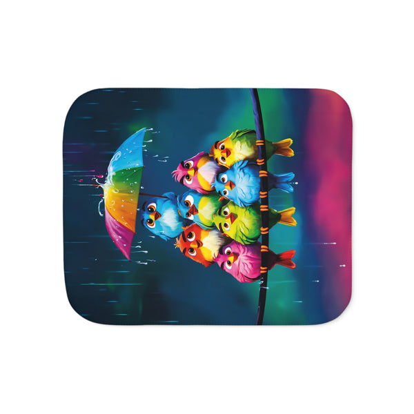 Cute Rainbow Birds Colorful Sherpa Baby Blanket