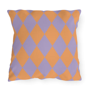 Reversible Orange Purple Harlequin Indoor Outdoor Pillow