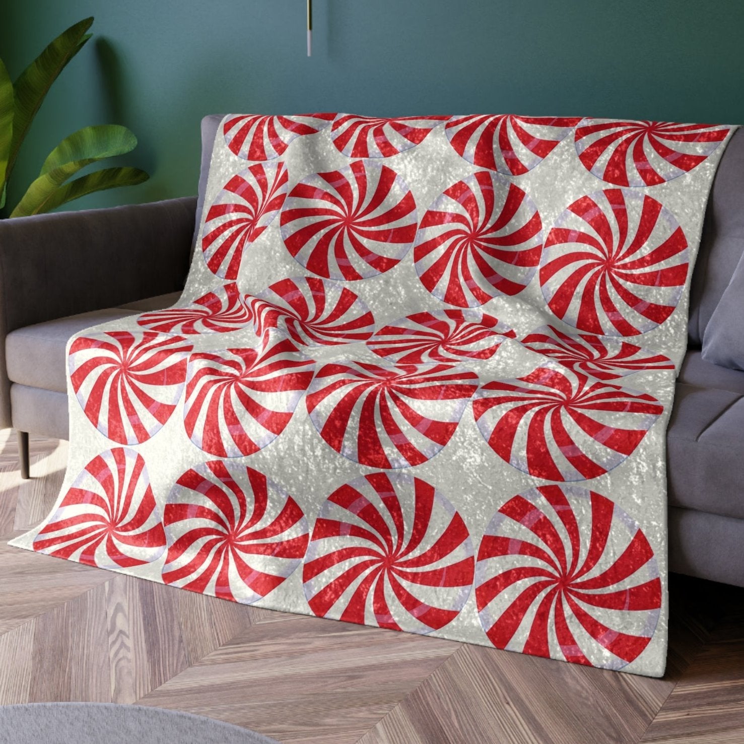 Peppermints Festive Christmas Throw Blanket