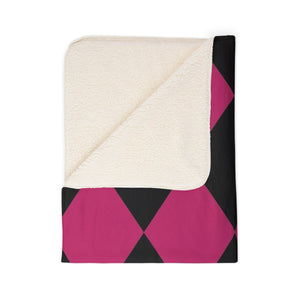 Pink and Black Diamond Soft Sherpa Throw