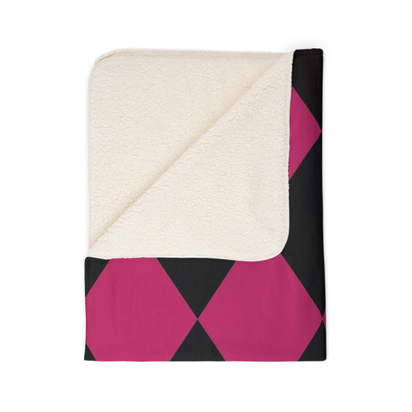 Pink and Black Diamond Soft Sherpa Throw
