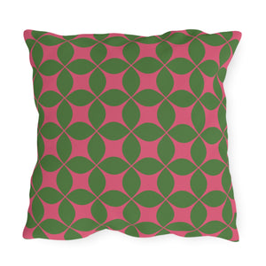 Pink & Green Art Deco Indoor Outdoor Throw Pillow