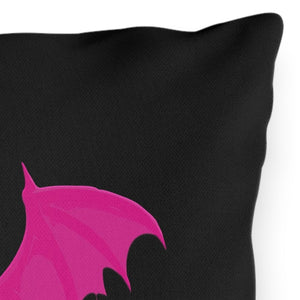 throw pillow with 'Black & Pink Bat Halloween' design