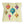 A square decorative throw pillow featuring a colorful illustration of hanging Christmas ornaments on a pale yellow background with small gold dots.
