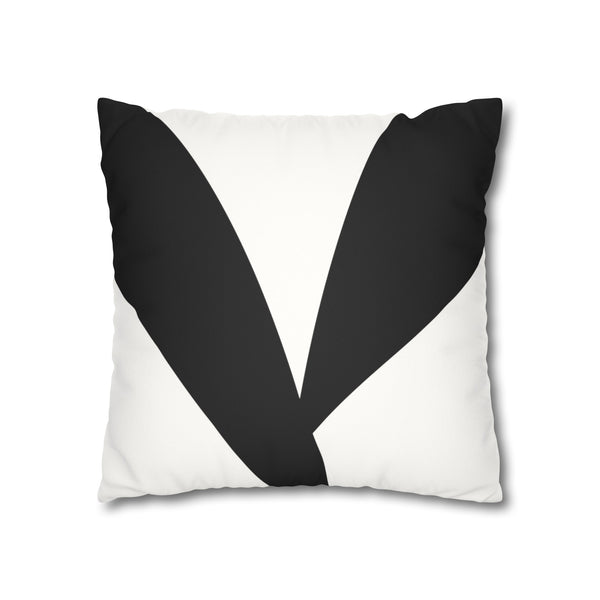Black & White Neckline Faux Suede Pillow Cover