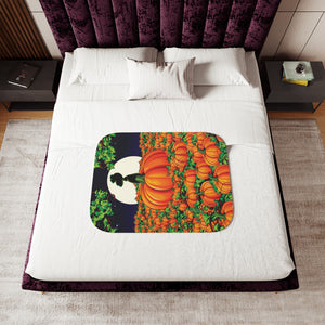 Soft sherpa blanket with 'Great Pumpkin Halloween | Newborn & Toddler' design
