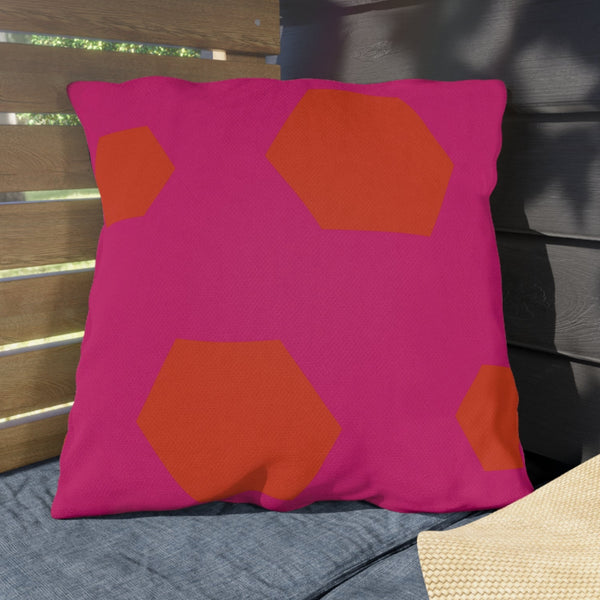 Vibrant Pink & Orange Reversible Indoor Outdoor Throw Pillow