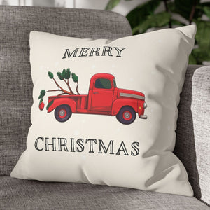 throw pillow with 'Red Truck Cover Christmas' design