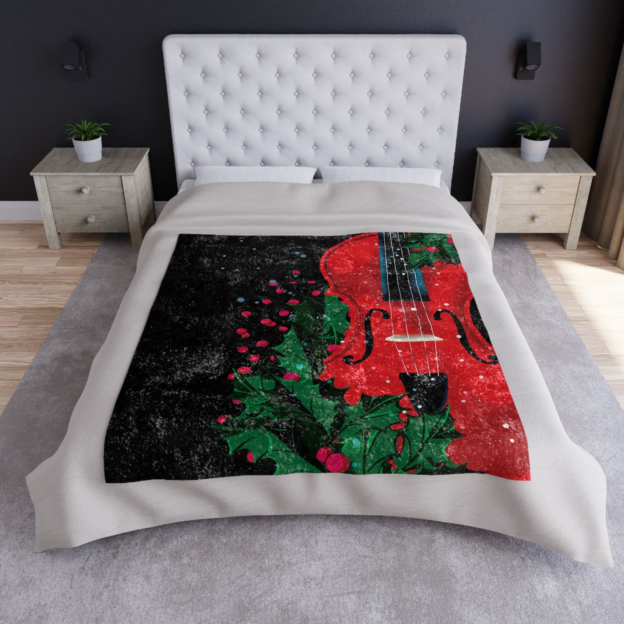 Holiday Violin Musical Christmas Throw