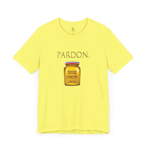 Olive t-shirt with 'Pardon, Grey Poupon Nostalgic Funny' design on a white background