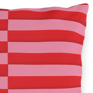 Pink & Red Striped Indoor Outdoor Throw Pillow