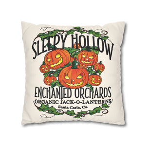 throw pillow with 'Sleepy Hollow Orchards Halloween Soft Cover' design