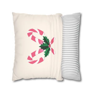 throw pillow with 'Pastel Pink Cover Candy Cane Christmas' design