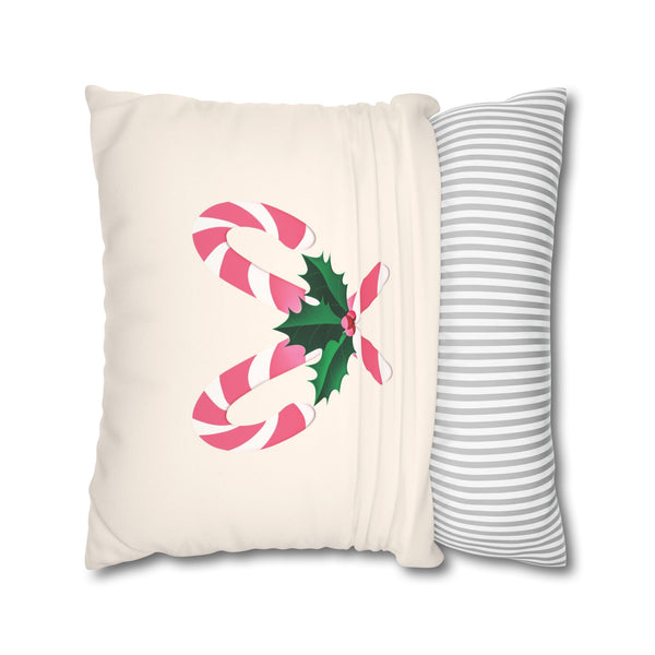 Pastel Pink Pillow Cover Candy Cane Christmas Throw Pillow